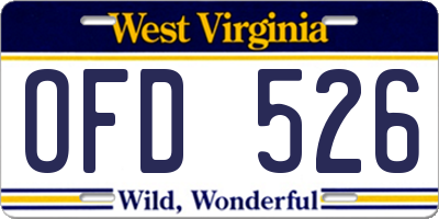 WV license plate OFD526