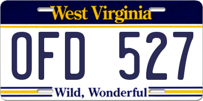WV license plate OFD527