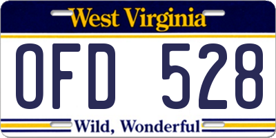 WV license plate OFD528