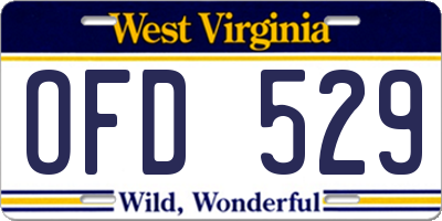 WV license plate OFD529
