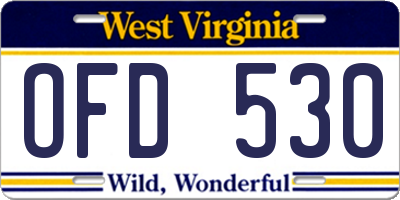 WV license plate OFD530