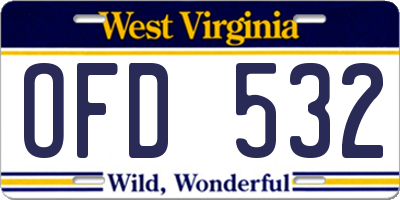 WV license plate OFD532