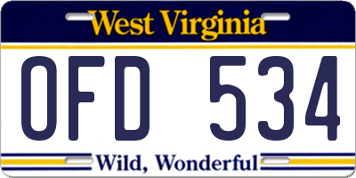 WV license plate OFD534