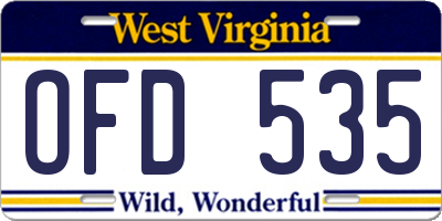 WV license plate OFD535