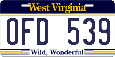 WV license plate OFD539