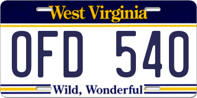 WV license plate OFD540