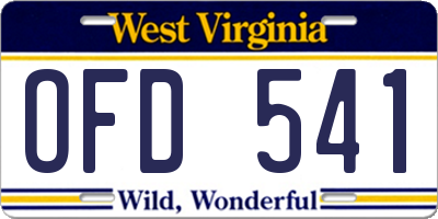 WV license plate OFD541