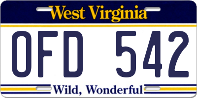 WV license plate OFD542