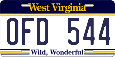 WV license plate OFD544