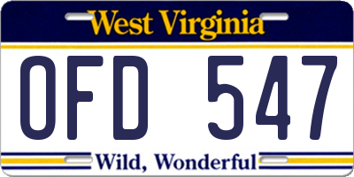 WV license plate OFD547