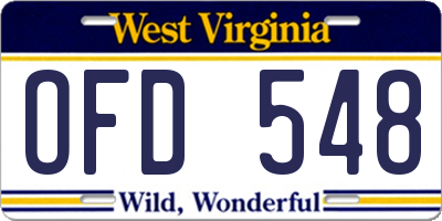 WV license plate OFD548