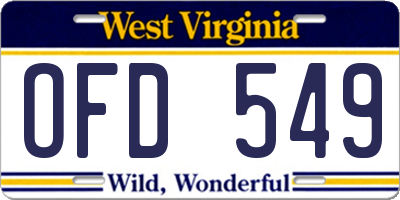 WV license plate OFD549