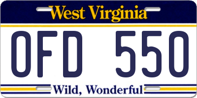 WV license plate OFD550