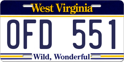 WV license plate OFD551
