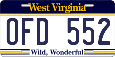 WV license plate OFD552