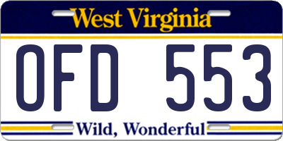 WV license plate OFD553