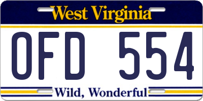 WV license plate OFD554