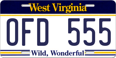 WV license plate OFD555