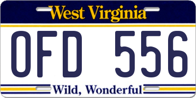 WV license plate OFD556