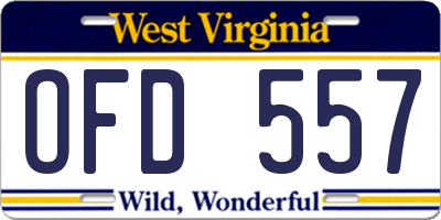 WV license plate OFD557
