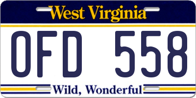 WV license plate OFD558