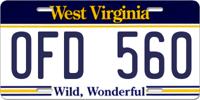WV license plate OFD560