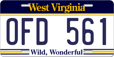 WV license plate OFD561