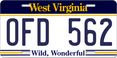 WV license plate OFD562