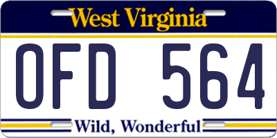 WV license plate OFD564