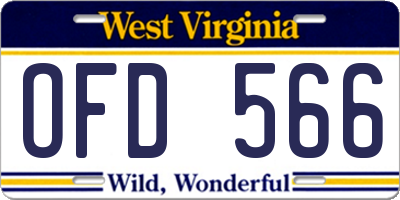 WV license plate OFD566