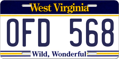 WV license plate OFD568