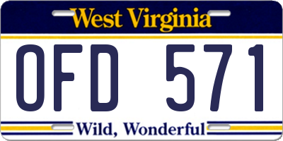 WV license plate OFD571