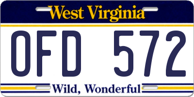 WV license plate OFD572