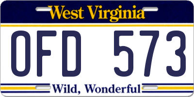 WV license plate OFD573