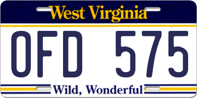 WV license plate OFD575