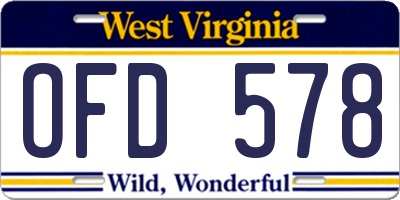 WV license plate OFD578