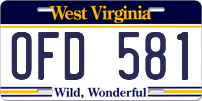 WV license plate OFD581