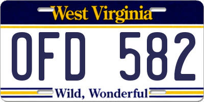 WV license plate OFD582