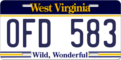 WV license plate OFD583