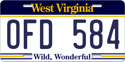 WV license plate OFD584