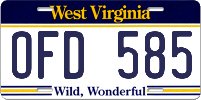 WV license plate OFD585