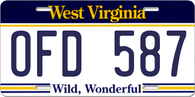 WV license plate OFD587