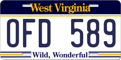 WV license plate OFD589