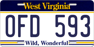 WV license plate OFD593