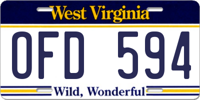 WV license plate OFD594