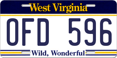 WV license plate OFD596
