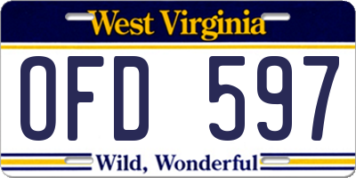 WV license plate OFD597