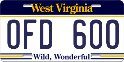 WV license plate OFD600