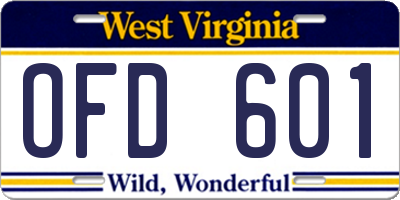WV license plate OFD601