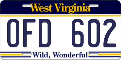 WV license plate OFD602